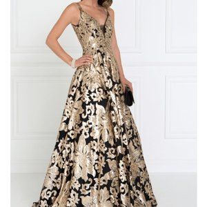 Formal Sequin Gold and Black Dress
